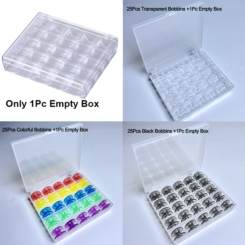 Bobbin Organizer Box - 1pc 25 Spools Empty Bobbins Storage