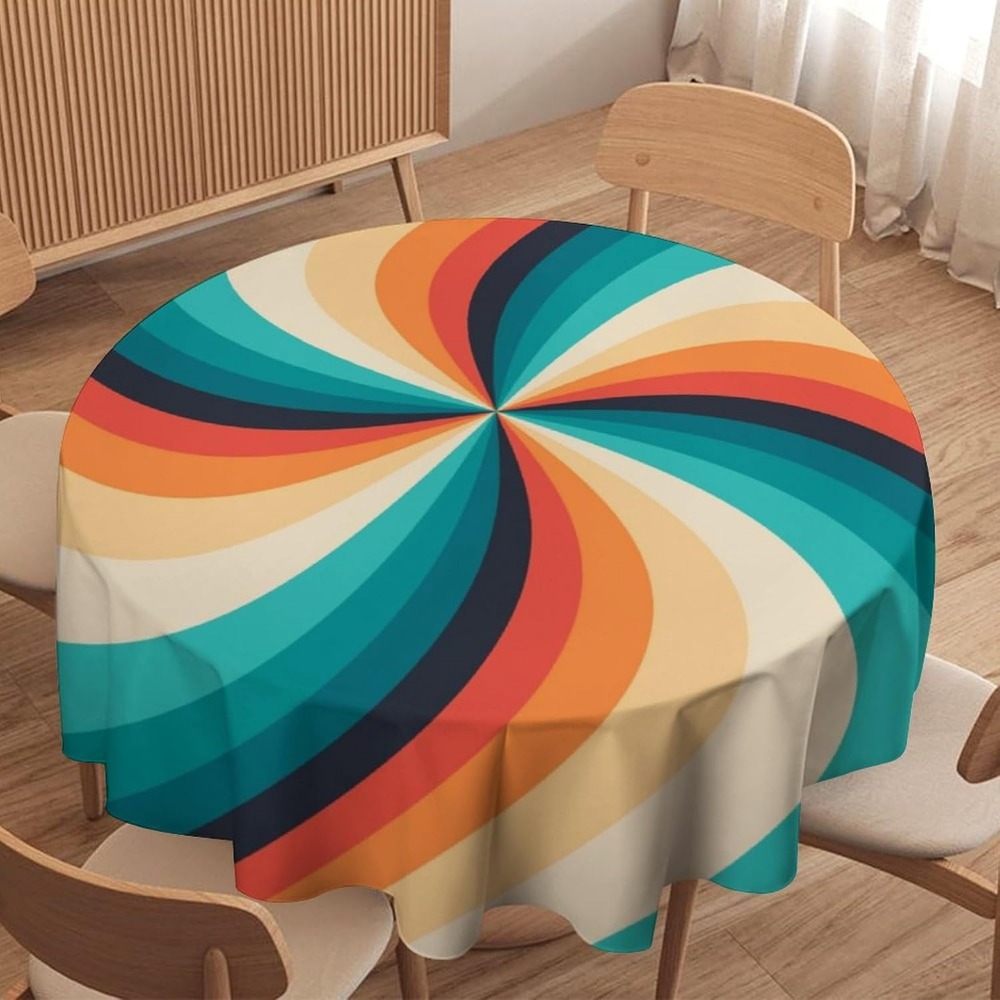 Century Textile & Sewing Supply Reviews - Vintage Groovy Swirl Round Tablecloth 70s
