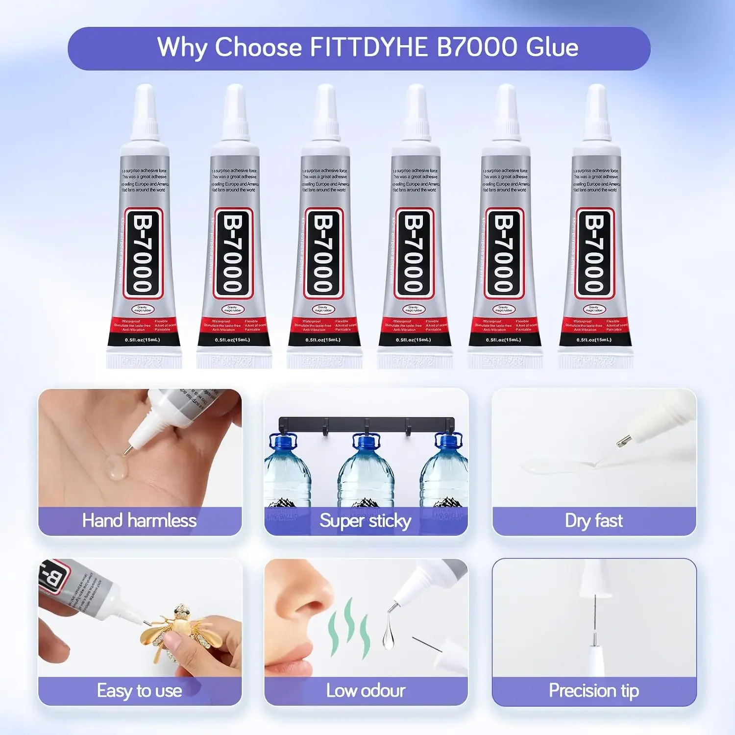 ICUTE-FITTDYHE 6PCS Jewelry Gl - огляд і ціна Fabric Glue Bond