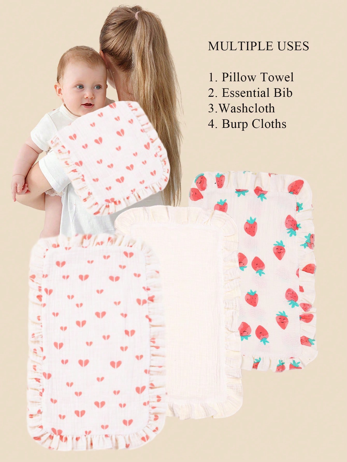 3Pcs/Set Soft Muslin Cotton Ga - огляд і ціна Shoulder Pad Set In