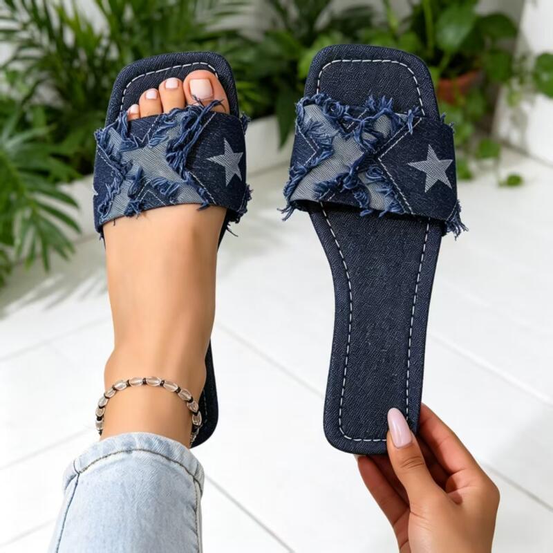 Y2K Denim Strap Flat Heel Sand - огляд і ціна Sewing Factory