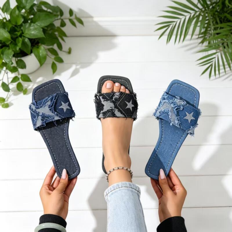 Y2K Denim Strap Flat Heel Sand - огляд і ціна Sewing Factory
