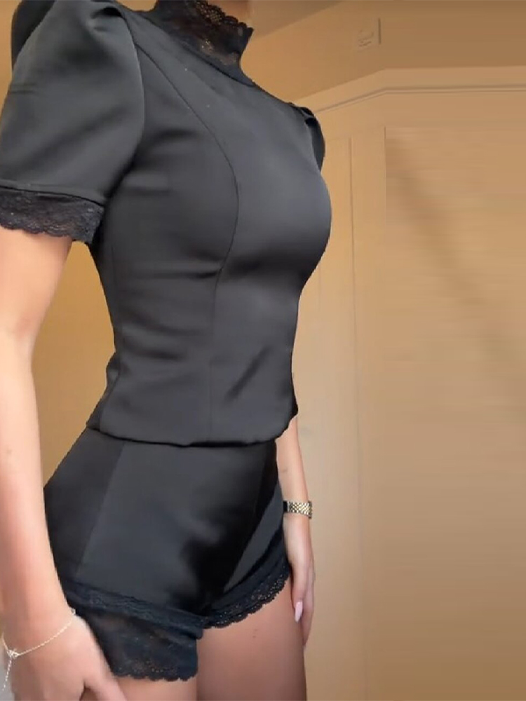 New Satin Lace Edge Top Short  - огляд і ціна Shoulder Pad Set In