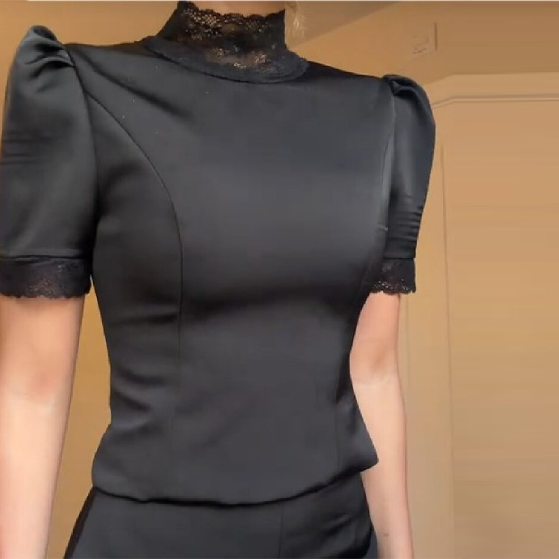 New Satin Lace Edge Top Short  - огляд і ціна Shoulder Pad Set In